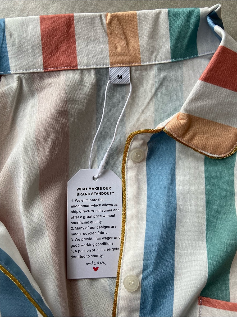 NWT Striped Pastel Cotton-Blend Pajama Set - Picture 9 of 10